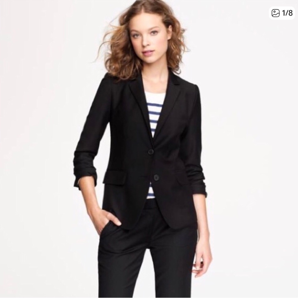 J. Crew 1035 Super 120's Wool Black Blazer Jacket - Picture 4 of 15